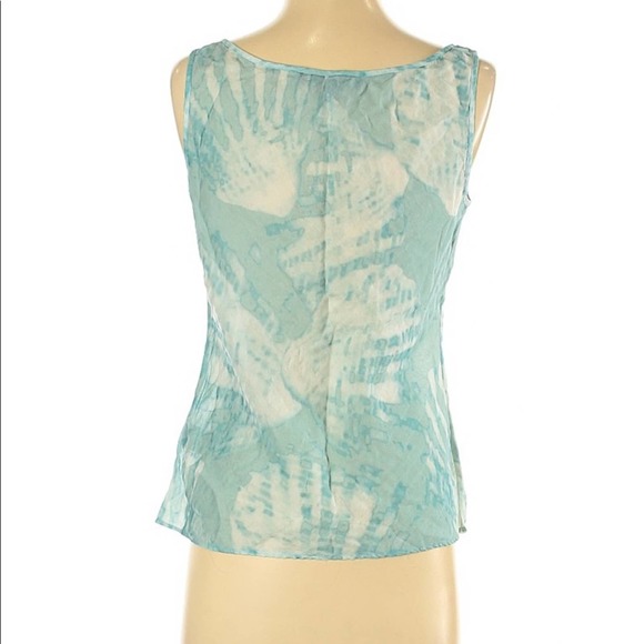 Lafayette 148 Blue Tie Dye Scoop Neck Silk Tank 4 - Picture 3 of 7